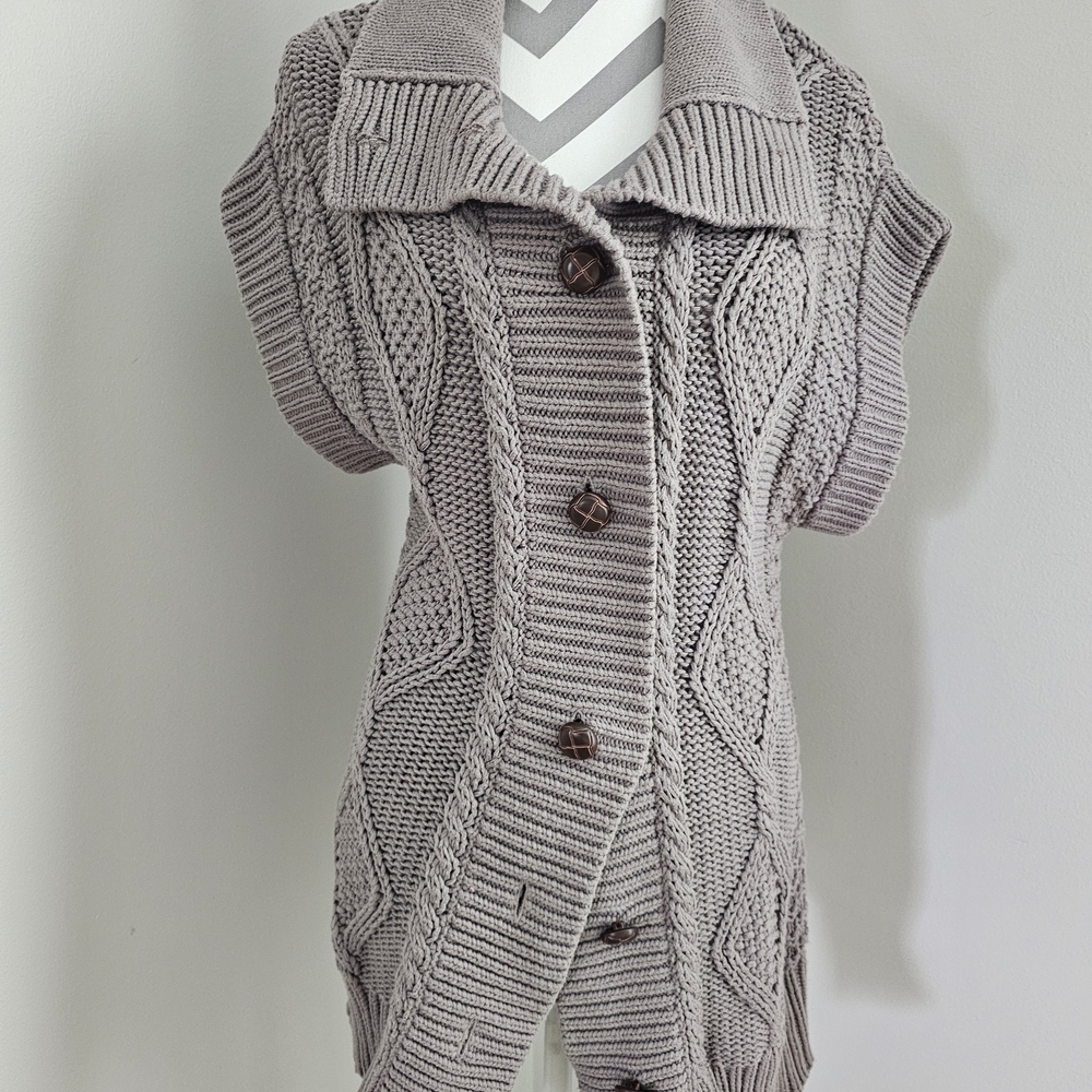 Banana Republic Taupe Cable Knit Cardigan